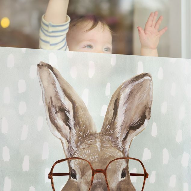 Folia okienna motywy Zwierzęta w okularach - Zając