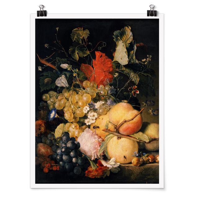 Martwa natura obraz Jan van Huysum - Owoce Kwiaty i owady