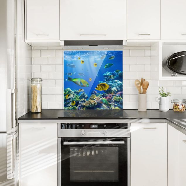 Panel szklany do kuchni Światła podwodne