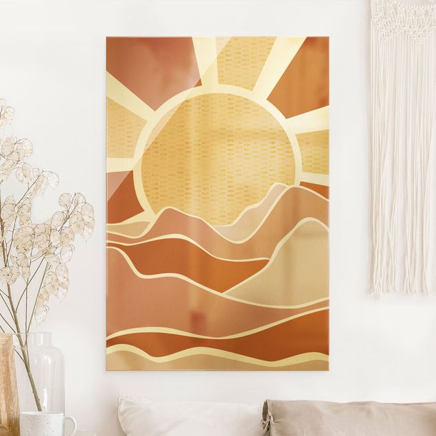 Obrazy na szkle portret Krajobraz górski ze złotym wschodem słońca