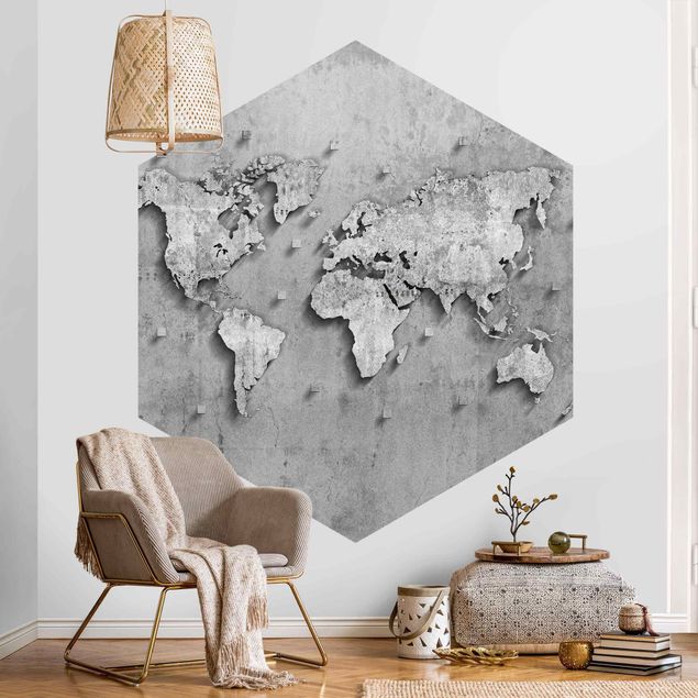 Tapety beton Mapa świata z betonu