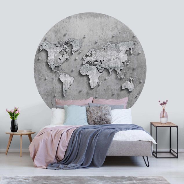 Tapeta szara Mapa świata z betonu