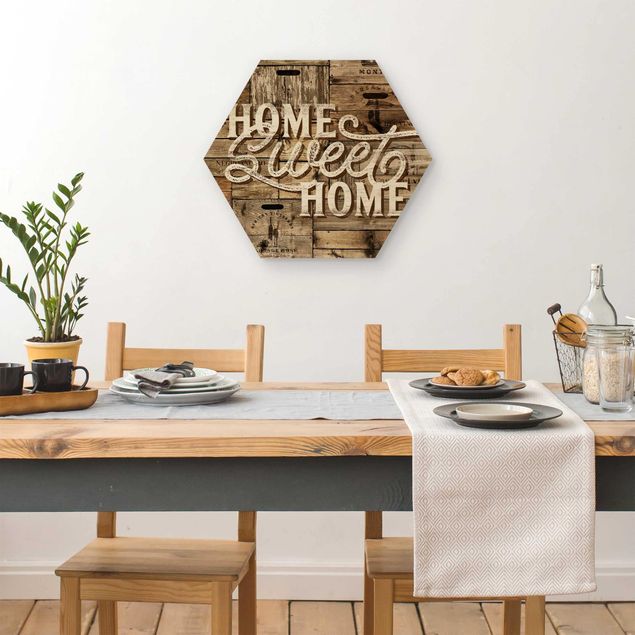 Obrazy z drewna Ściana drewniana w stylu "Home sweet home".