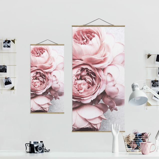 Obrazy motywy kwiatowe Kwiaty różowej piwonii Shabby Pastel