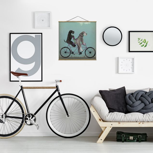 Obrazy do salonu nowoczesne Wycieczka rowerowa - Schnauzer Tandem