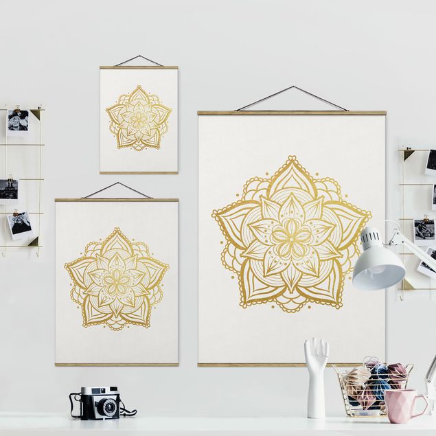 Obrazy na ścianę Mandala Flower Illustration białe złoto
