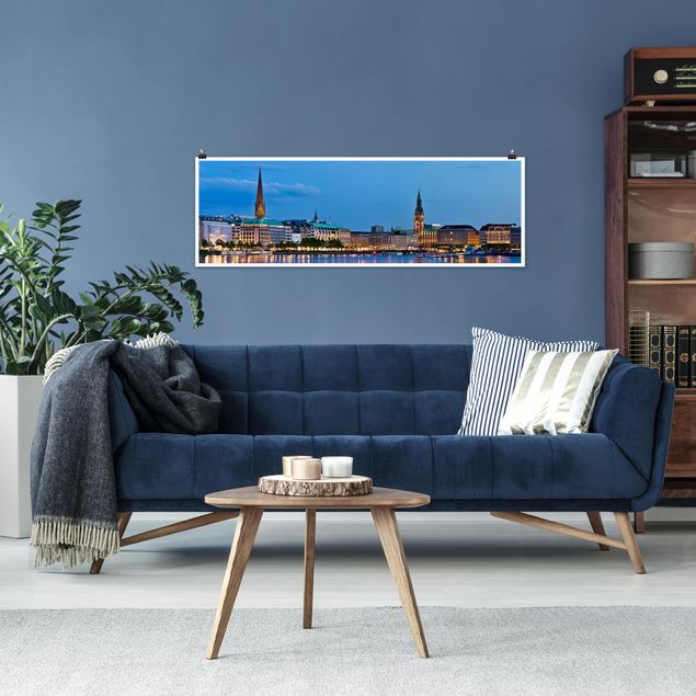 Nowoczesne obrazy do salonu panorama Hamburga