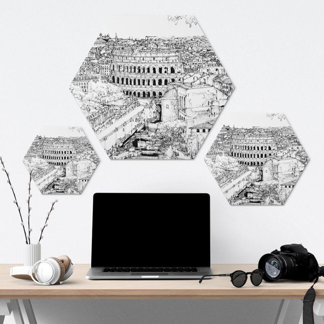 Obraz heksagonalny z Alu-Dibond - Studium miasta - Rzym