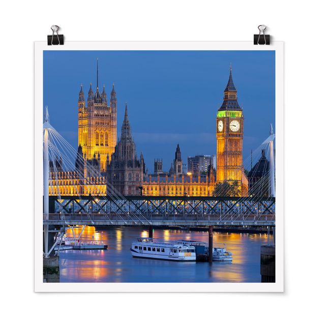 Nowoczesne obrazy Big Ben i Pałac Westminsterski w Londynie nocą
