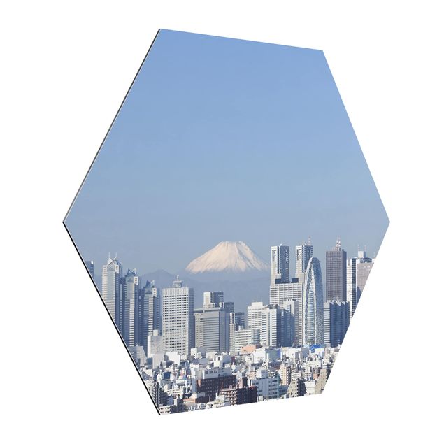 Obrazy do salonu nowoczesne Tokio na tle góry Fuji