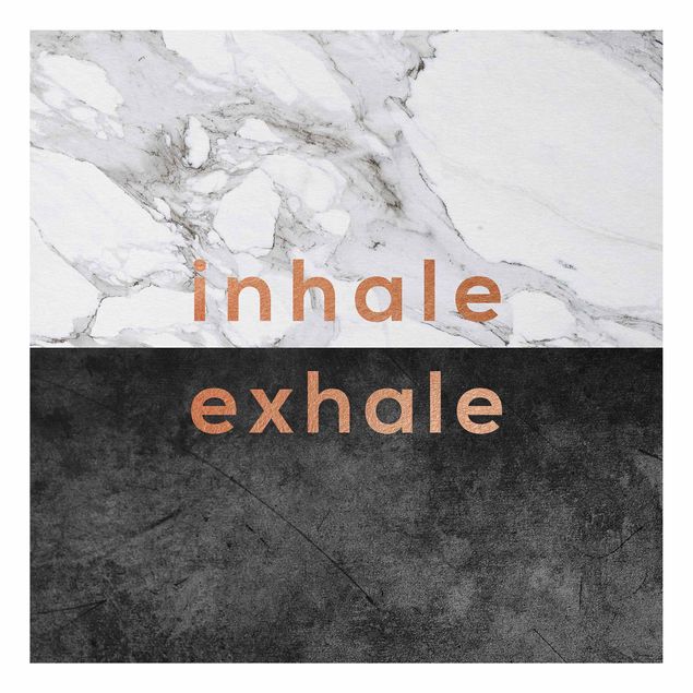 Nowoczesne obrazy do salonu Inhale Exhale Miedź i marmur