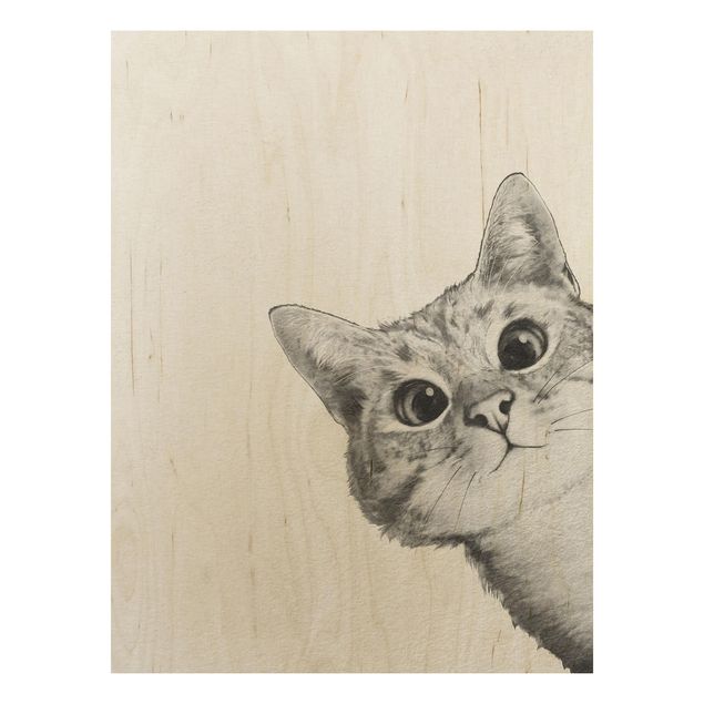 Laura Graves Art obrazy Ilustracja kota Rysunek czarno-biały