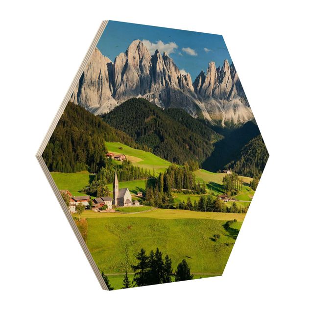 Obrazy z drewna Geislerspitzen w Południowym Tyrolu