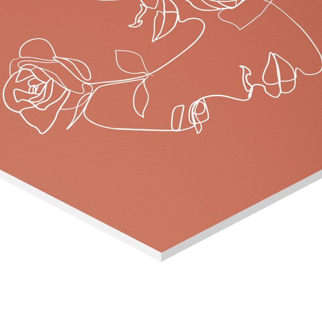 Obrazy na ścianę Line Art Twarze kobiet Róże Miedź