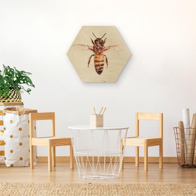 Obrazy ze zwierzętami pszczoła z brokatem
