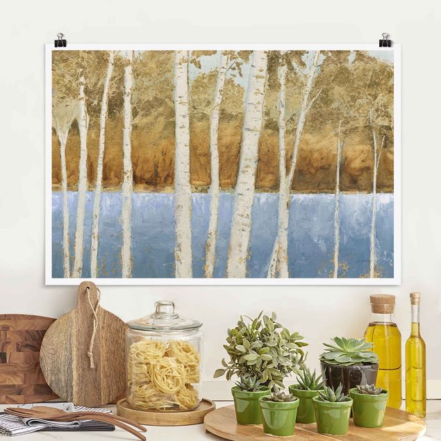 Obrazy do salonu Birch trees on the lakeshore
