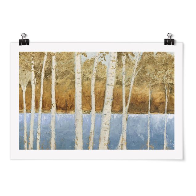 Obrazy krajobraz Birch trees on the lakeshore