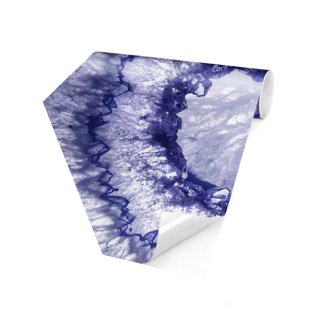 Sześciokątna tapeta samoprzylepna - Błękitno-fioletowy kryształ