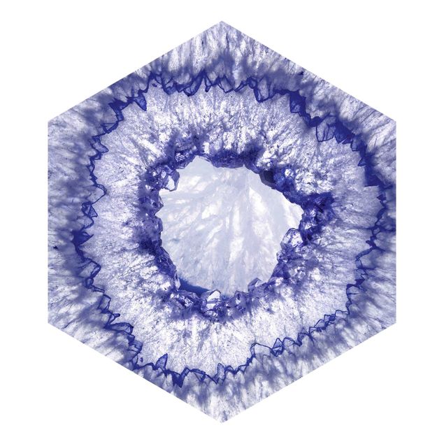 Sześciokątna tapeta samoprzylepna - Błękitno-fioletowy kryształ
