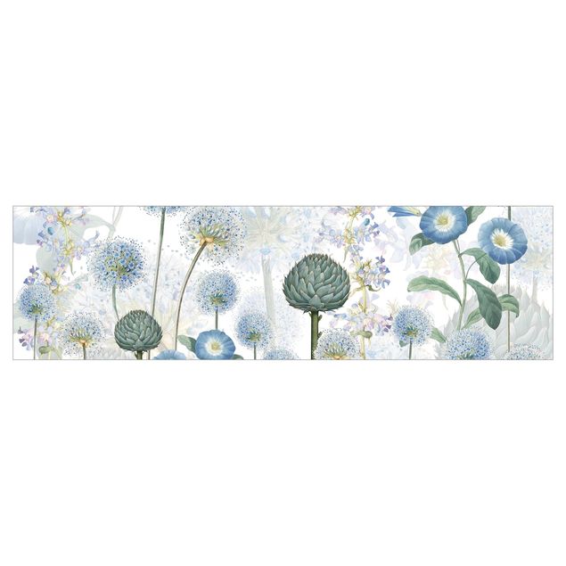 Panel ścienny do kuchni - Niebieskie kwiaty allium na wietrze