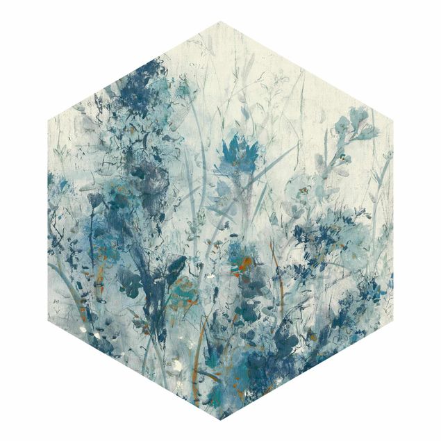 Sześciokątna tapeta samoprzylepna - Błękitna wiosenna łąka I