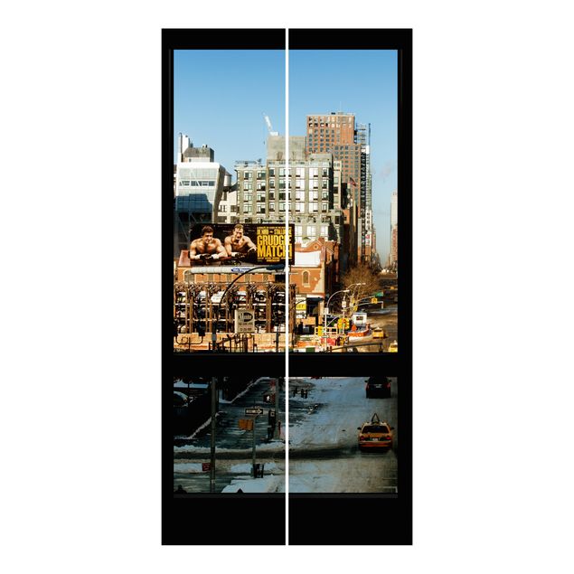 Zasłony panele Widok z okna na ulicę w Nowym Jorku
