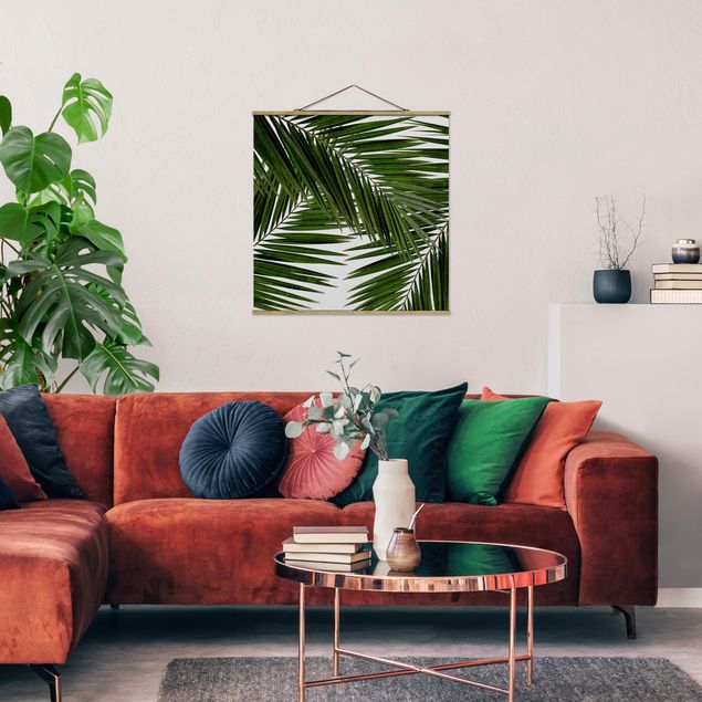 Obrazy nowoczesne Widok przez zielone liście palmy