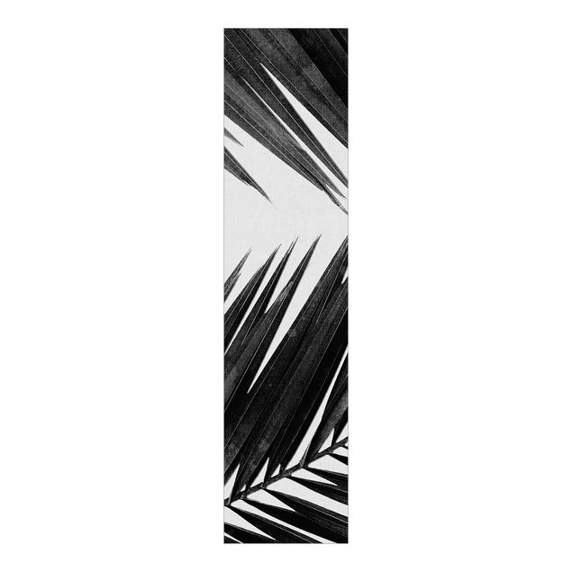 Tekstylia domowe Widok na liście palmy, czarno-biały