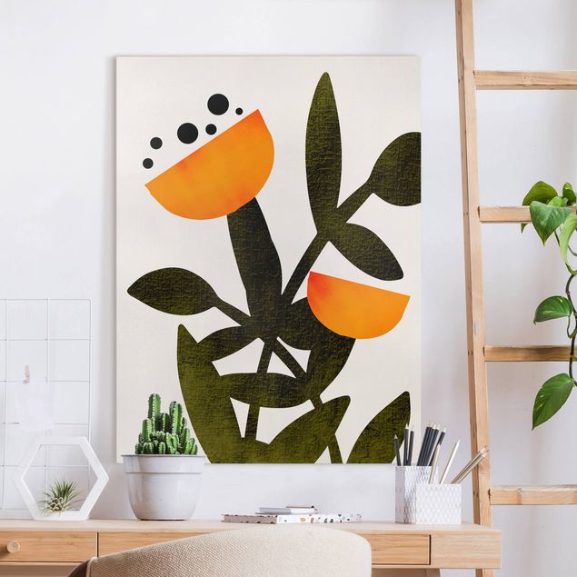 Obrazy do salonu Kwiaty w kolorze pomarańczowym