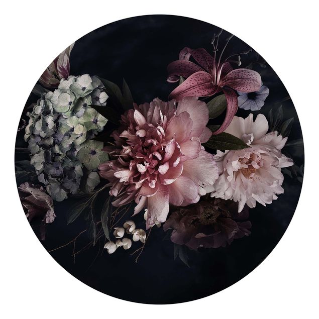 Fototapety kwiaty Kwiaty z mgłą na czarnym tle