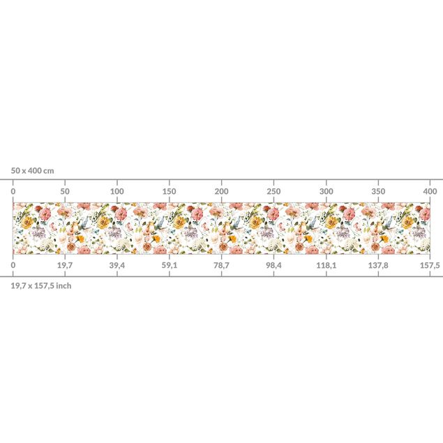 Panel ścienny do kuchni - Flowers and Birds Watercolour Pattern