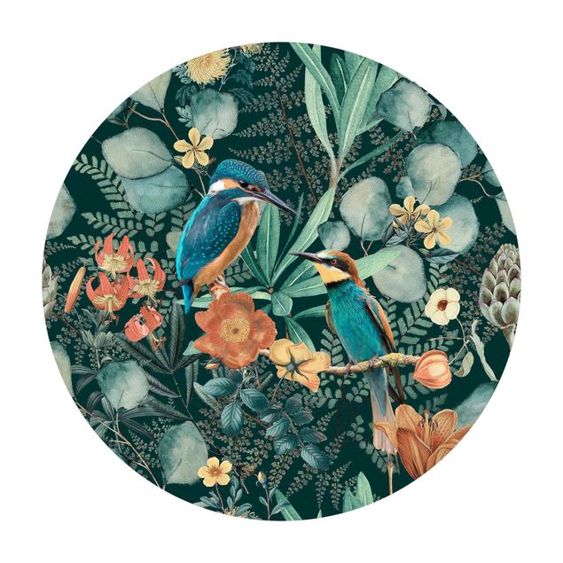 dywany motyw natury Kwiatowy raj Zimorodek i koliber