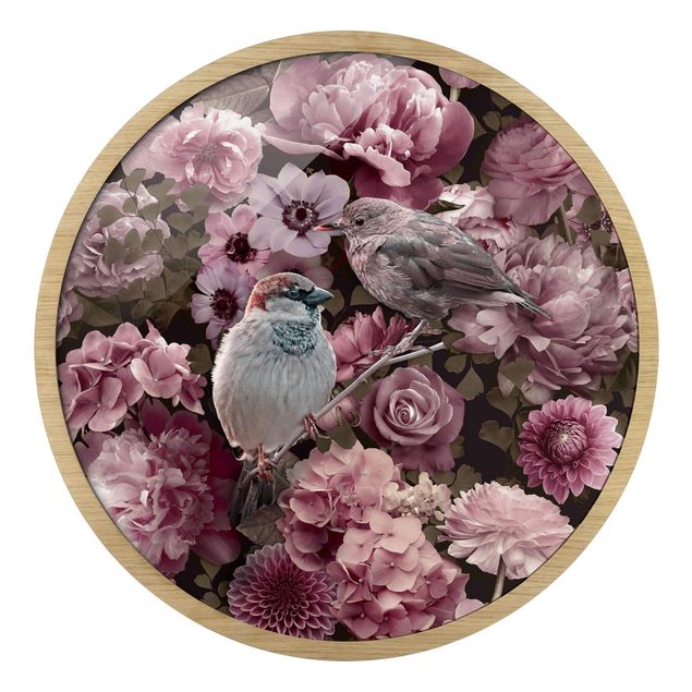 Zwierzęta obrazy Floral Paradise Sparrow In Antique Pink
