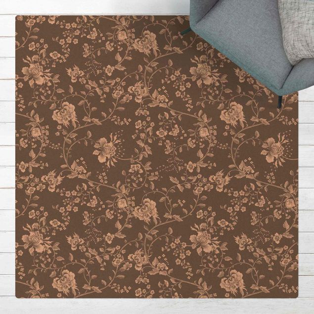 nowoczesny dywan Czopki kwiatowe na szarym tle
