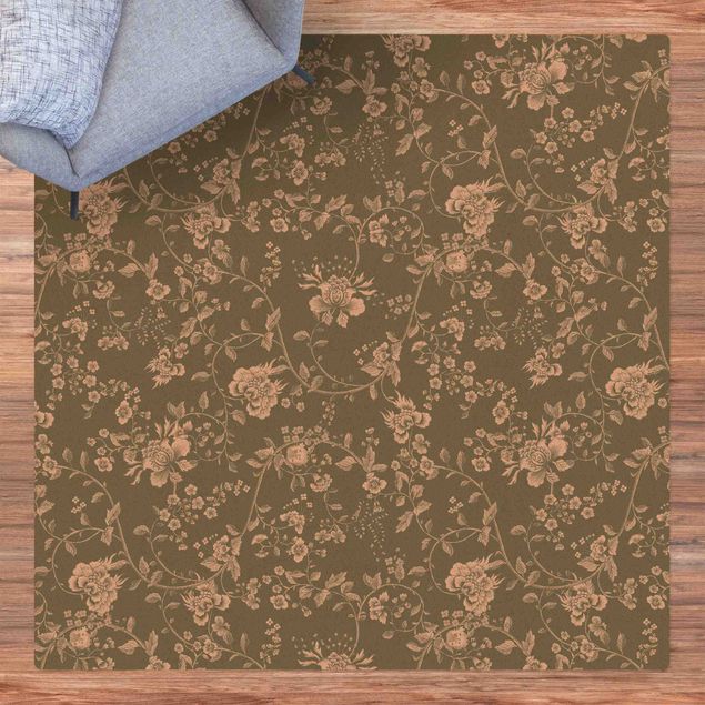 nowoczesny dywan Czopki kwiatowe na zielonym tle