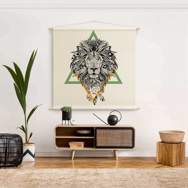 gobelin na ścianę nowoczesne Boho Lion With Dreamcatcher