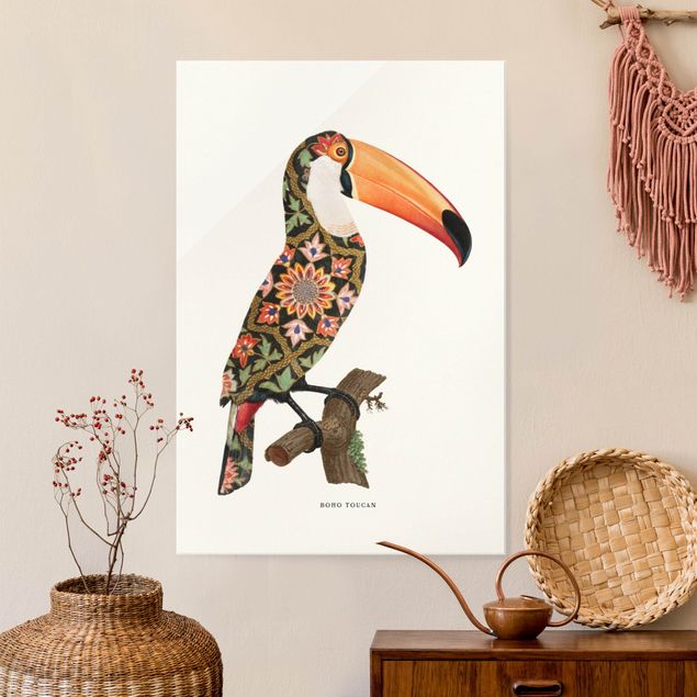Obrazy na szkle portret Boho Ptak - Tukan