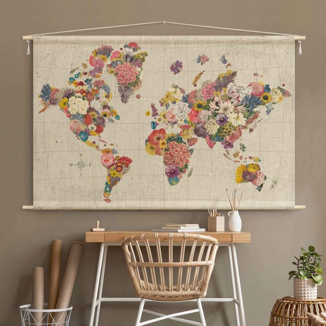 Dekoracja do kuchni Botanical world map