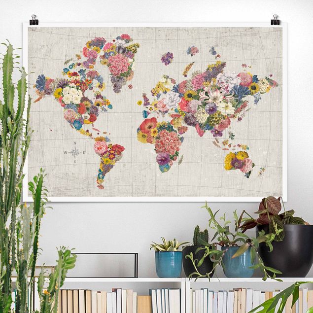 Obrazy do salonu Botanical world map
