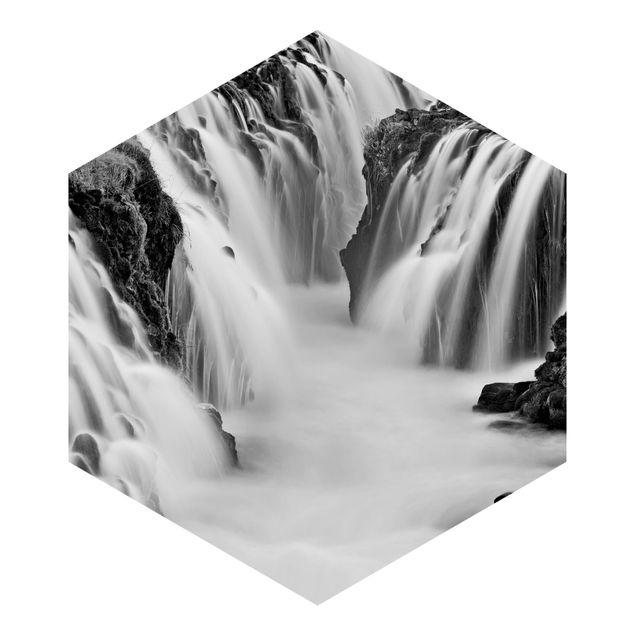 Tapety Wodospad Brúarfoss na Islandii, czarno-biały