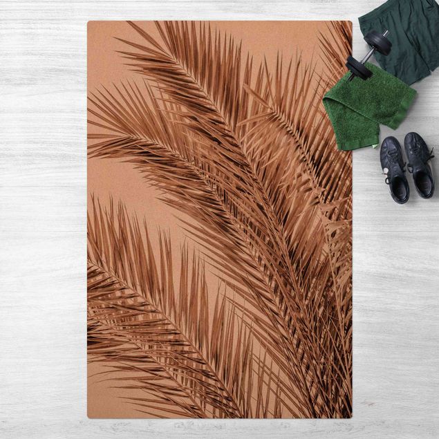 dywan nowoczesny Brązowe liście palmy