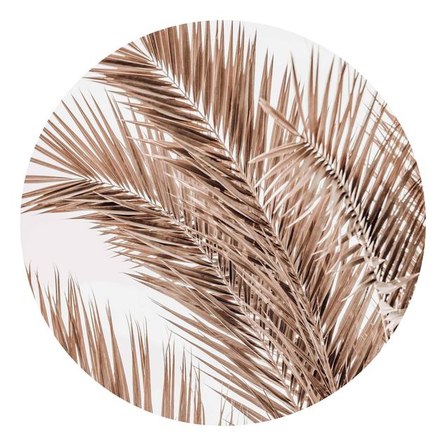 Okrągła tapeta samoprzylepna - Brązowe liście palmy