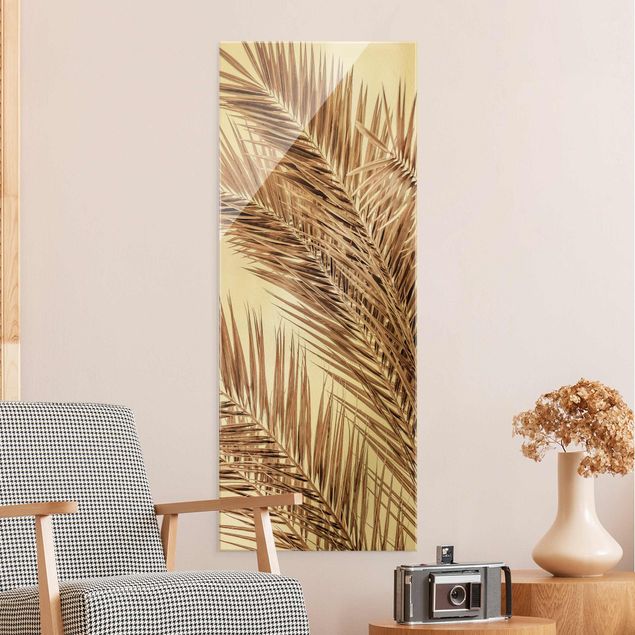 Obrazy na szkle portret Brązowe liście palmy
