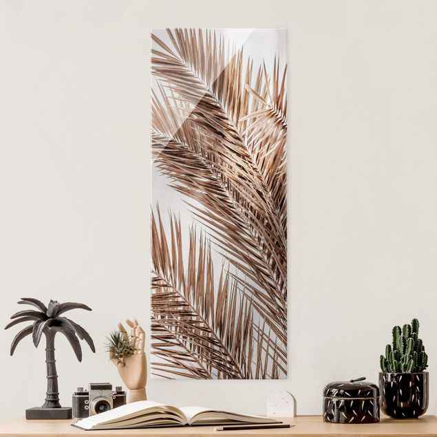 Obrazy na szkle portret Brązowe liście palmy
