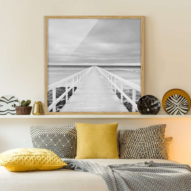 Obrazy w ramie krajobraz Most w Szwecji Czarno-biały