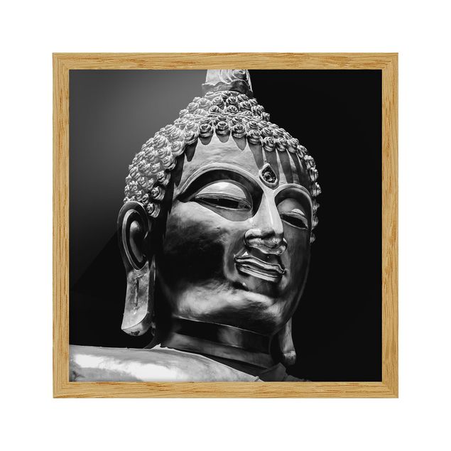 Obrazki czarno białe Pomnik Buddy - twarz