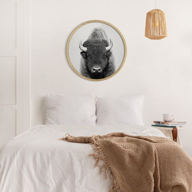 Obrazy w ramie zwierzęta Buffalo Bertram czarno-biały