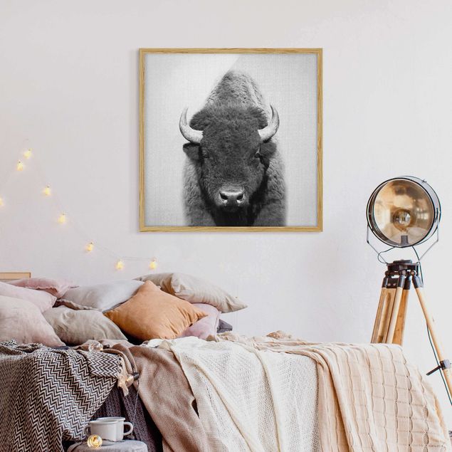 Obrazy w ramie zwierzęta Buffalo Bertram Black And White
