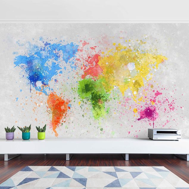 Fototapety Mapa świata z kolorowym rozbryzgiem