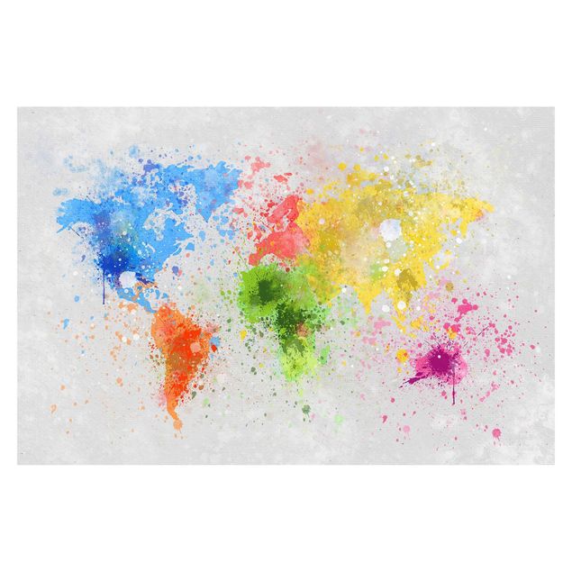 Fototapeta - Mapa świata z kolorowym rozbryzgiem